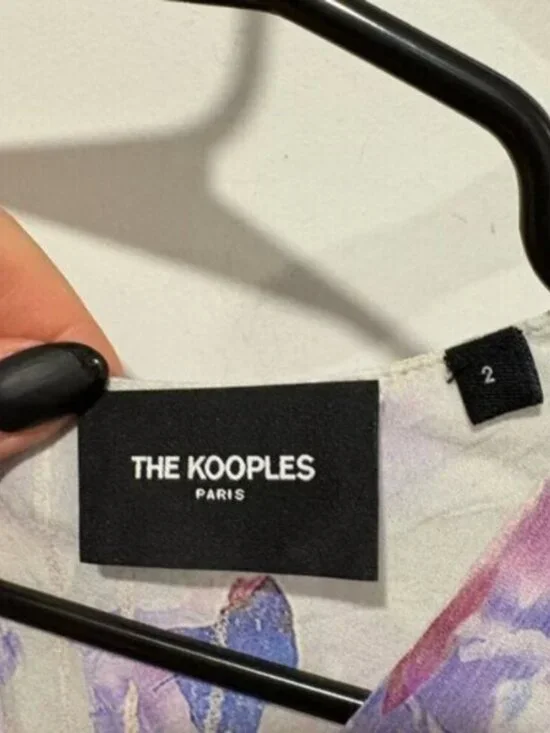 The Kooples Printed Short Dress with Frills Abstract Floral Pastel Mini Dress - Picture 5 of 12